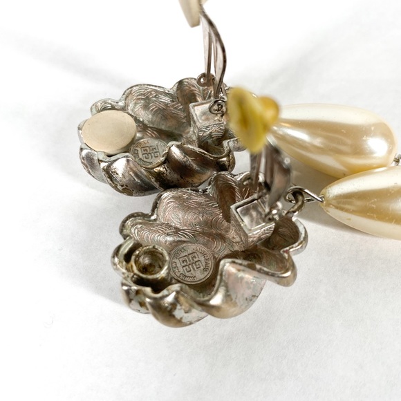 GIVENCHY Vintage Silver Tone & Pearl Earrings - Picture 5 of 6